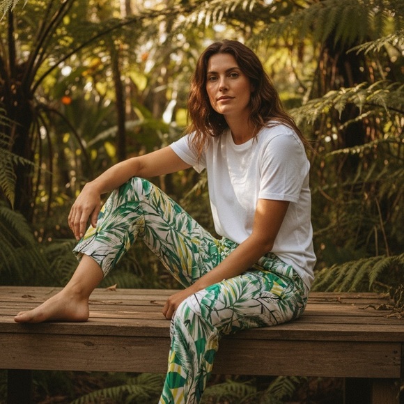 Susan Graver Pants - Susan Graver Women's XL Liquid Tropical Crop Pants Cruise Relaxed Resort Comfy